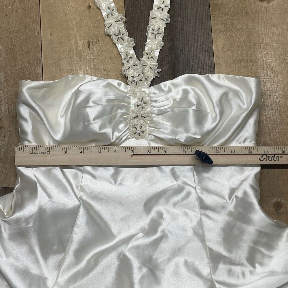 Betsy & Adam Size 10 Linda Bernell White Mini Satin Bubble Wedding Dress VTG Y2K - Picture 5 of 9